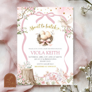 Invitación fifí rubor rosa primavera baby shower pajarito