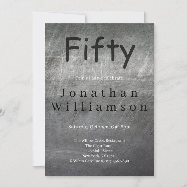 Invitación Fifty | 50th Birthday Party For Him (Anverso)