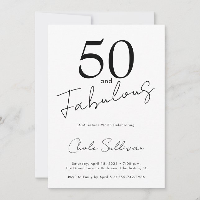 Invitación Fifty and Fabulous 50th Birthday Party (Anverso)