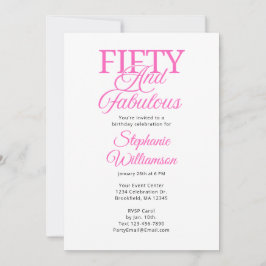 Invitación Fifty and Fabulous Black and Pink Script
