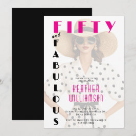 Invitación Fifty and Fabulous Black Pink 50th Birthday