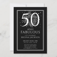 Fifty and Fabulous Black White 50th Birthday Party