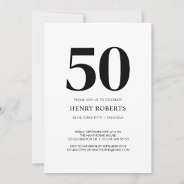 Invitación Fifty and Fabulous Black White 50th Birthday Party