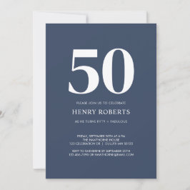 Invitación Fifty and Fabulous Blue 50th Birthday Party
