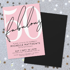 Invitación Fifty And Fabulous Blush Pink 50th Birthday