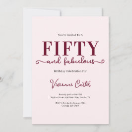 Invitación Fifty and Fabulous Blush Pink 50th Birthday Party