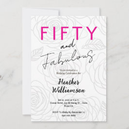 Invitación Fifty and Fabulous Floral 50th Birthday