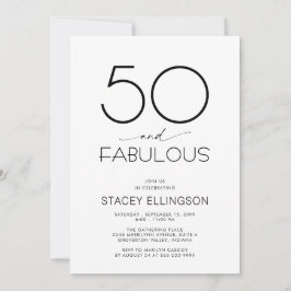 Invitación Fifty and Fabulous Minimal 50th Birthday Party