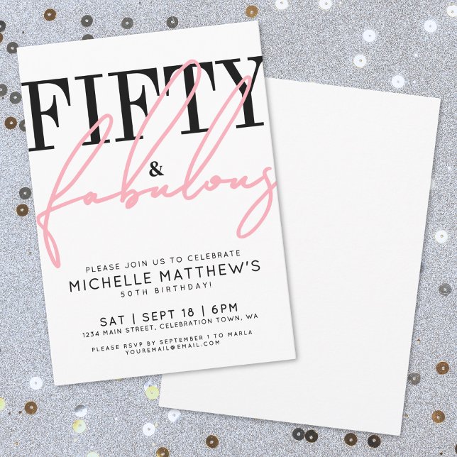 Invitación Fifty And Fabulous Modern 50th Birthday Party (Fifty And Fabulous Modern 50th Birthday Party Invitation)