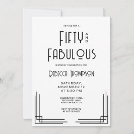 Invitación Fifty and Fabulous Modern Art Deco 50th Birthday