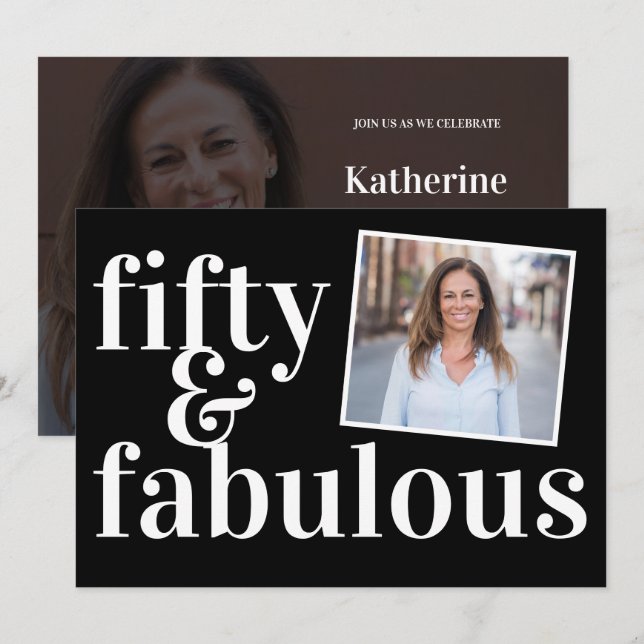 Invitación Fifty and Fabulous Photo 50th Birthday (Anverso / Reverso)