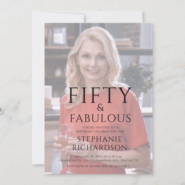 Invitación Fifty and Fabulous Photo 50th Birthday Party  (Anverso)