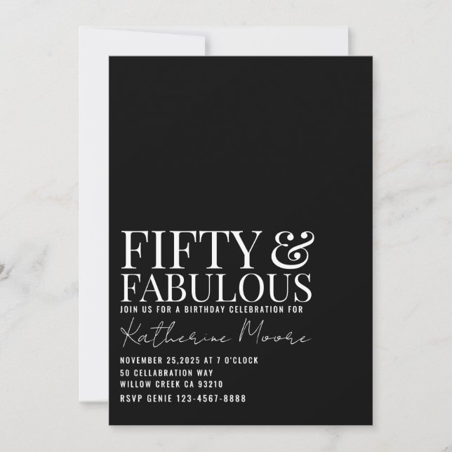 Invitación Fifty and Fabulous Photo 50th Birthday Party (Anverso)