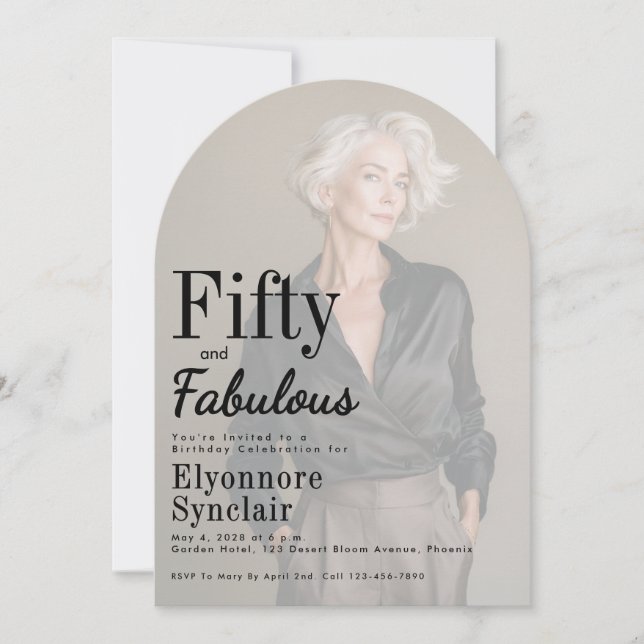 Invitación Fifty and Fabulous Photo 50th Birthday Party (Anverso)