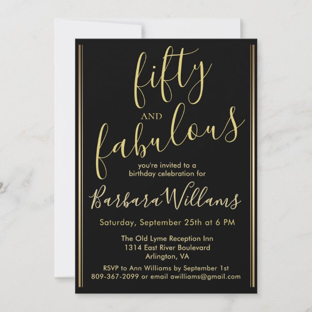 Invitación *Fifty and Fabulous Photo 50th Birthday Party  (Anverso)