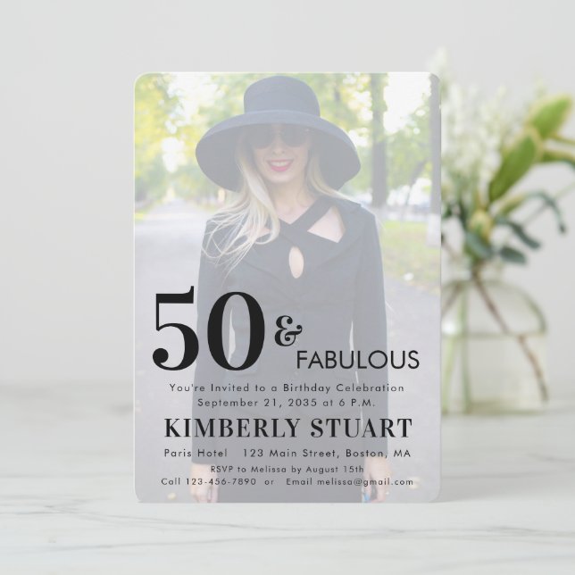 Invitación Fifty and Fabulous Photo 50th Birthday Party (Anverso de pie)