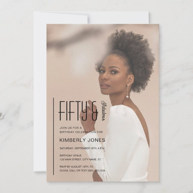 Invitación Fifty and Fabulous Photo 50th Birthday Party (Anverso)