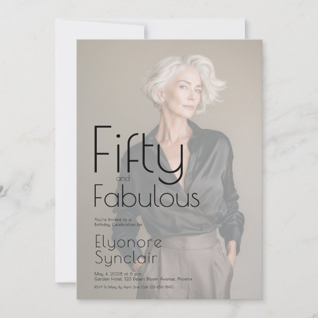 Invitación Fifty and Fabulous Photo 50th Birthday Party (Anverso)