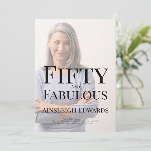 Invitación Fifty and Fabulous Photo 50th Birthday Party (Anverso de pie)