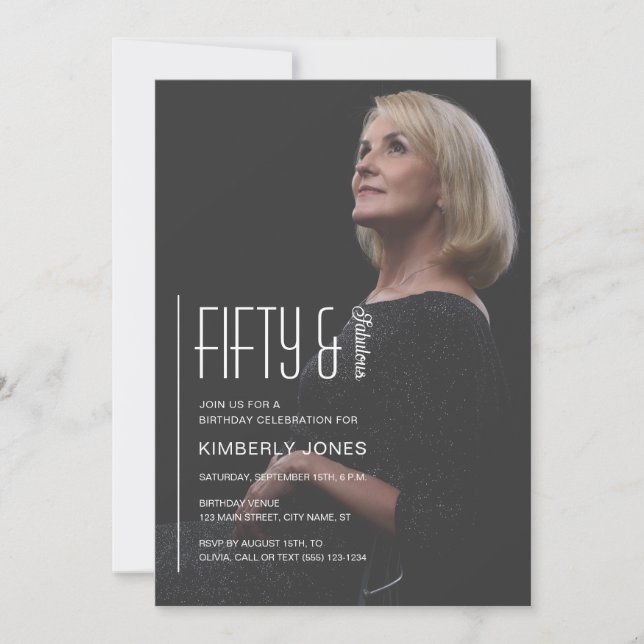 Invitación Fifty and Fabulous Photo 50th Birthday Party (Anverso)