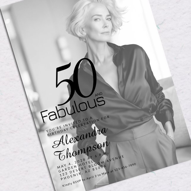 Invitación Fifty and Fabulous Photo 50th Birthday Party (Subido por el creador)