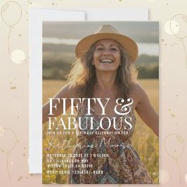 Invitación Fifty and Fabulous Photo 50th Birthday Party