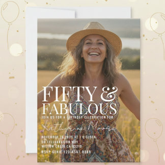 Invitación Fifty and Fabulous Photo 50th Birthday Party