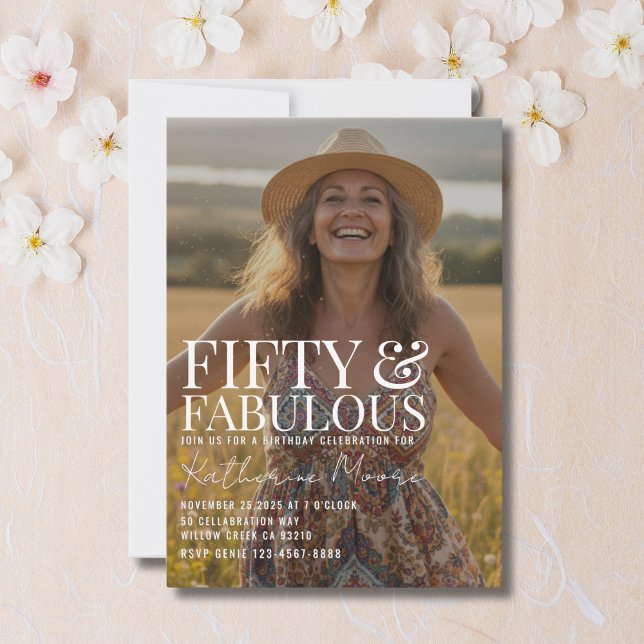 Invitación Fifty and Fabulous Photo 50th Birthday Party (Subido por el creador)