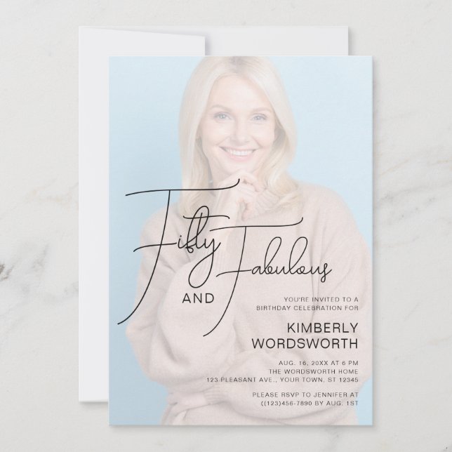 Invitación Fifty and Fabulous Photo 50th Birthday Party (Anverso)