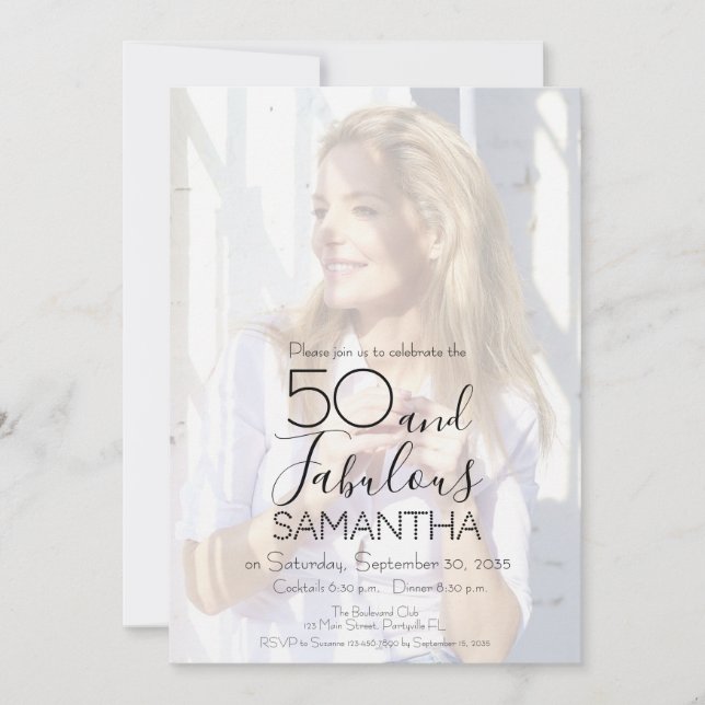 Invitación Fifty and Fabulous Photo 50th Birthday Party (Anverso)