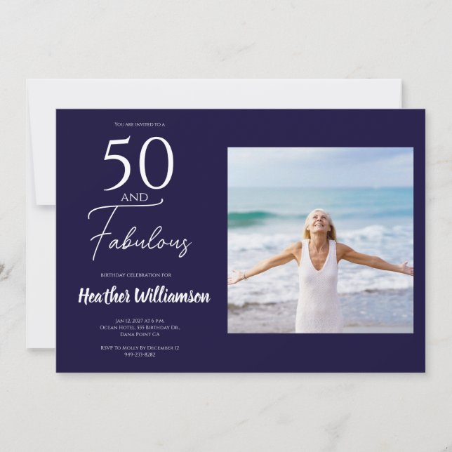 Invitación Fifty and Fabulous Photo 50th Birthday Party  Invi (Anverso)