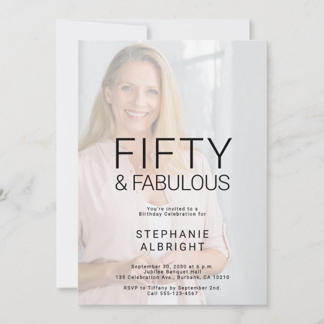 Invitación Fifty and Fabulous Photo 50th Birthday Party Invit (Anverso)
