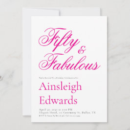 Invitación Fifty and Fabulous Pink 50th Birthday Party