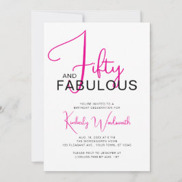 Invitación Fifty and Fabulous Pink 50th Birthday Party