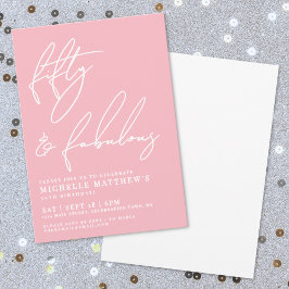Invitación Fifty And Fabulous Pink 50th Birthday Party