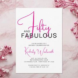 Invitación Fifty and Fabulous Pink 50th Birthday Party