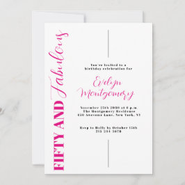 Invitación Fifty and Fabulous Pink Black 50th Birthday Party 