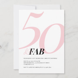 Invitación Fifty and Fabulous Pink Bold Birthday Invitation