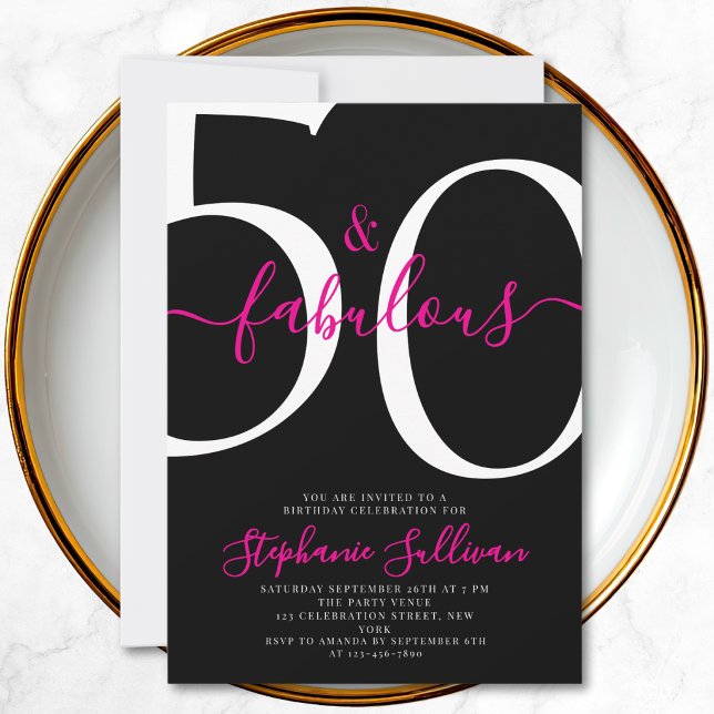 Invitación Fifty and Fabulous Script 50th Birthday Party (Subido por el creador)