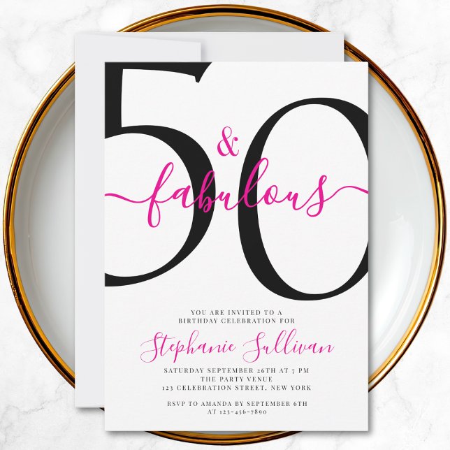 Invitación Fifty and Fabulous Script 50th Birthday Party (Subido por el creador)