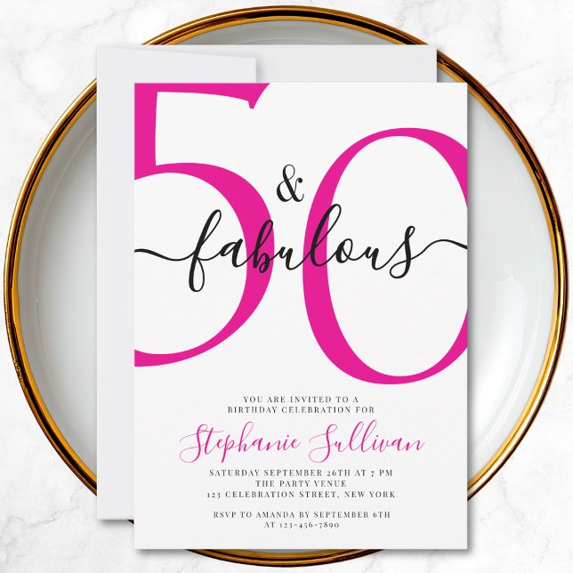 Invitación Fifty and Fabulous Script 50th Birthday Party (Subido por el creador)