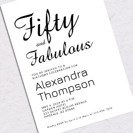 Invitación Fifty and Fabulous Script 50th Birthday Party
