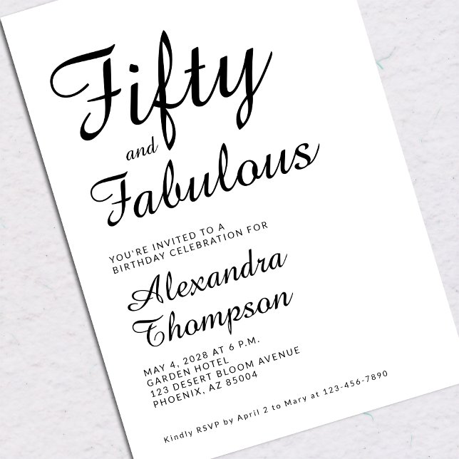 Invitación Fifty and Fabulous Script 50th Birthday Party (Subido por el creador)