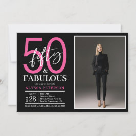 Invitación Fifty and Fabulous Script Photo 50th Birthday 