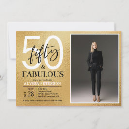 Invitación Fifty and Fabulous Script Photo 50th Birthday  Inv