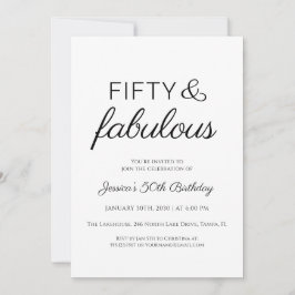 Invitación Fifty and Fabulous Script Text 50th Birthday Party