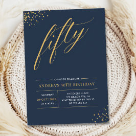 Invitación Fifty Birthday Gold & Black 50th Birthday