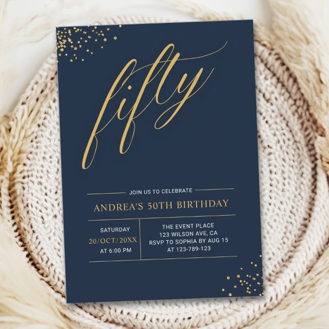 Invitación Fifty Birthday Gold & Black 50th Birthday (Subido por el creador)
