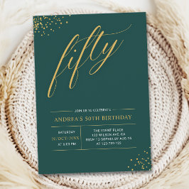 Invitación Fifty Birthday Gold & Black 50th Birthday