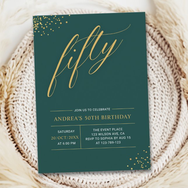 Invitación Fifty Birthday Gold & Black 50th Birthday (Subido por el creador)